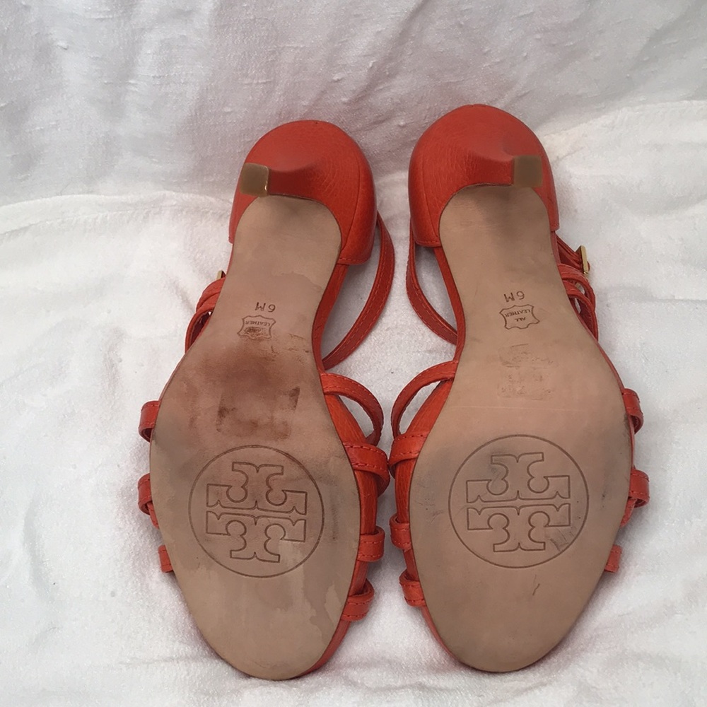 Tory Burch Orange Strappy Heels - Picture 3 of 9